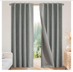 Joydeco Blackout Curtains for Bedroom - 100% Light Blocking 2 Panels Light Grey Drapes