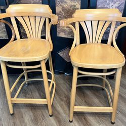 Pair Of Vintage Radomsko ZMG Polish Bentwood Bar Stool Chairs