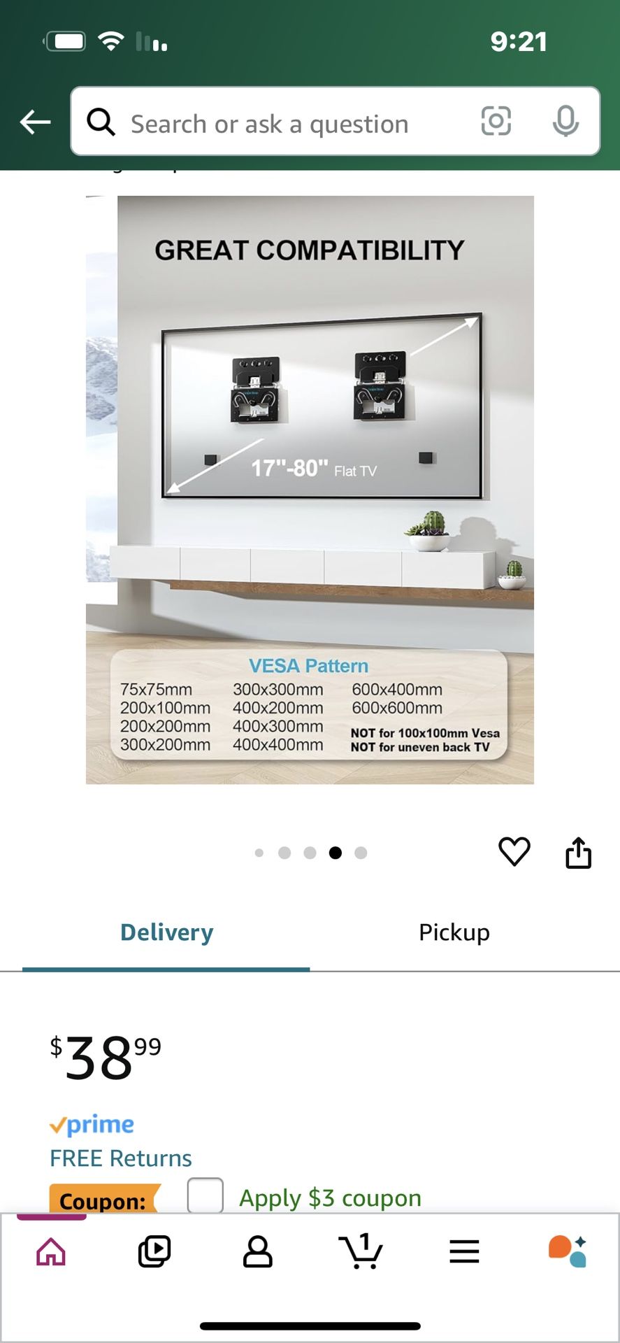 Visit the Supcline Store 4.5 4.5 out of 5 stars 147 Ultra Slim Fit TV Wall Mount Compatible with 14"- 80" 4K LED LCD QLED Flat TV & Frame TV, Micro-Ga