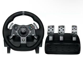 Logitech steering, pedals, and gear knob