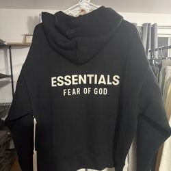Essentials Fear Of God Jet Black Hoodie XXS To XXL