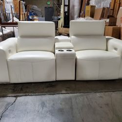 Loveseat With Cup Holder White Leather