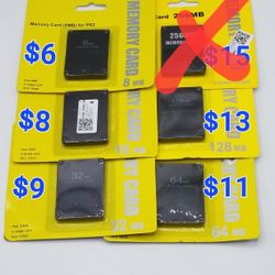 PS2 Memory Cards Prices As Pictured