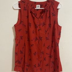Cabi Women’s Red Floral Sleeveless Blouse Size Small -$2