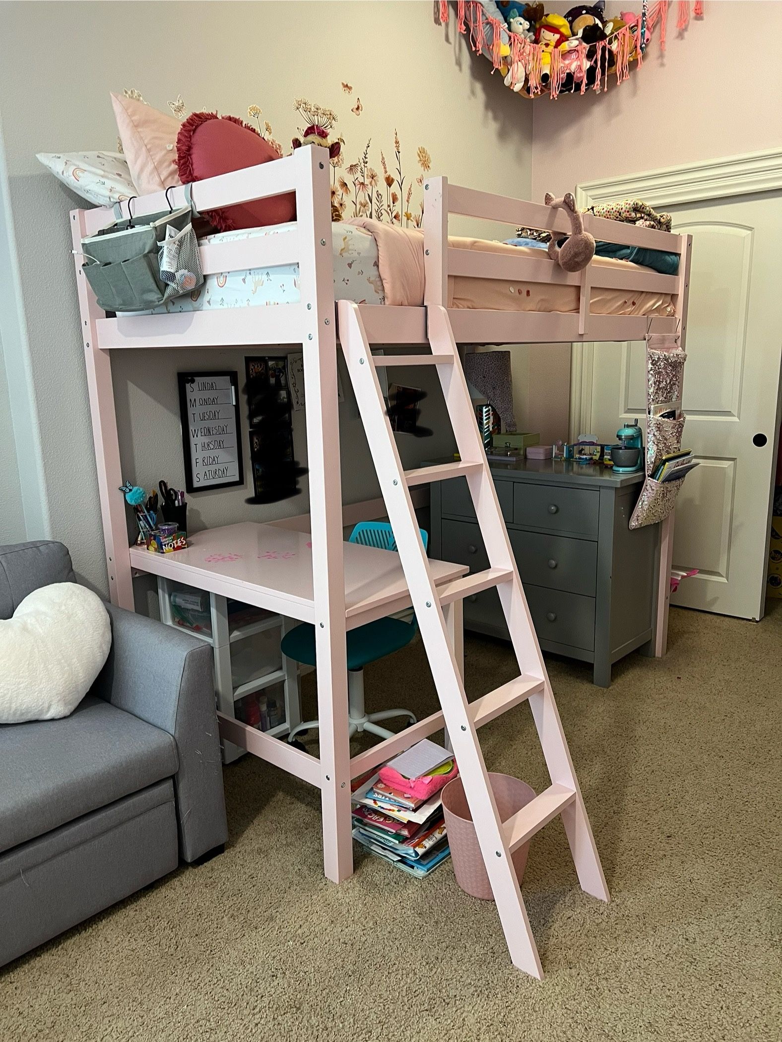 Girls Pink loft bed
