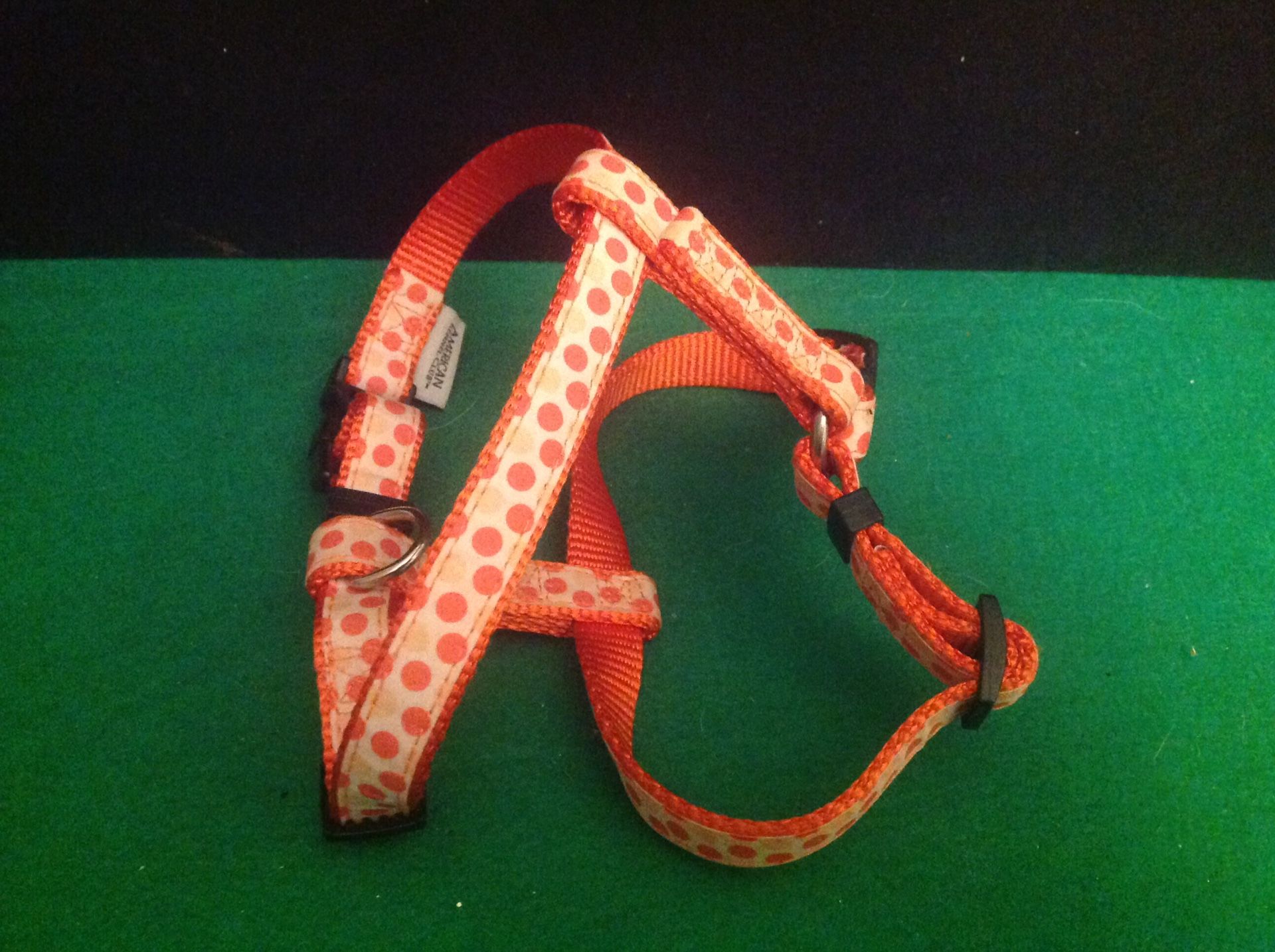 American Kennel Club AKC Orange & White Polka Dot Nylon Dog Harness Brand New