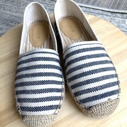 J Crew Striped Canvas Slip On Espadrilles Womens Size 8 Brand New Shoes