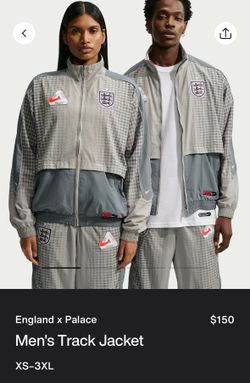 Palace x Nike England Solo Swoosh WORLD CUP Track Jacket Pewter Grey/Cool Grey