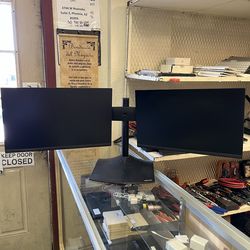 Two monitors DELL P2223HC 21.5" IPS FHD USB-C Monitor 60 Hz with stand . Power cords are included .
