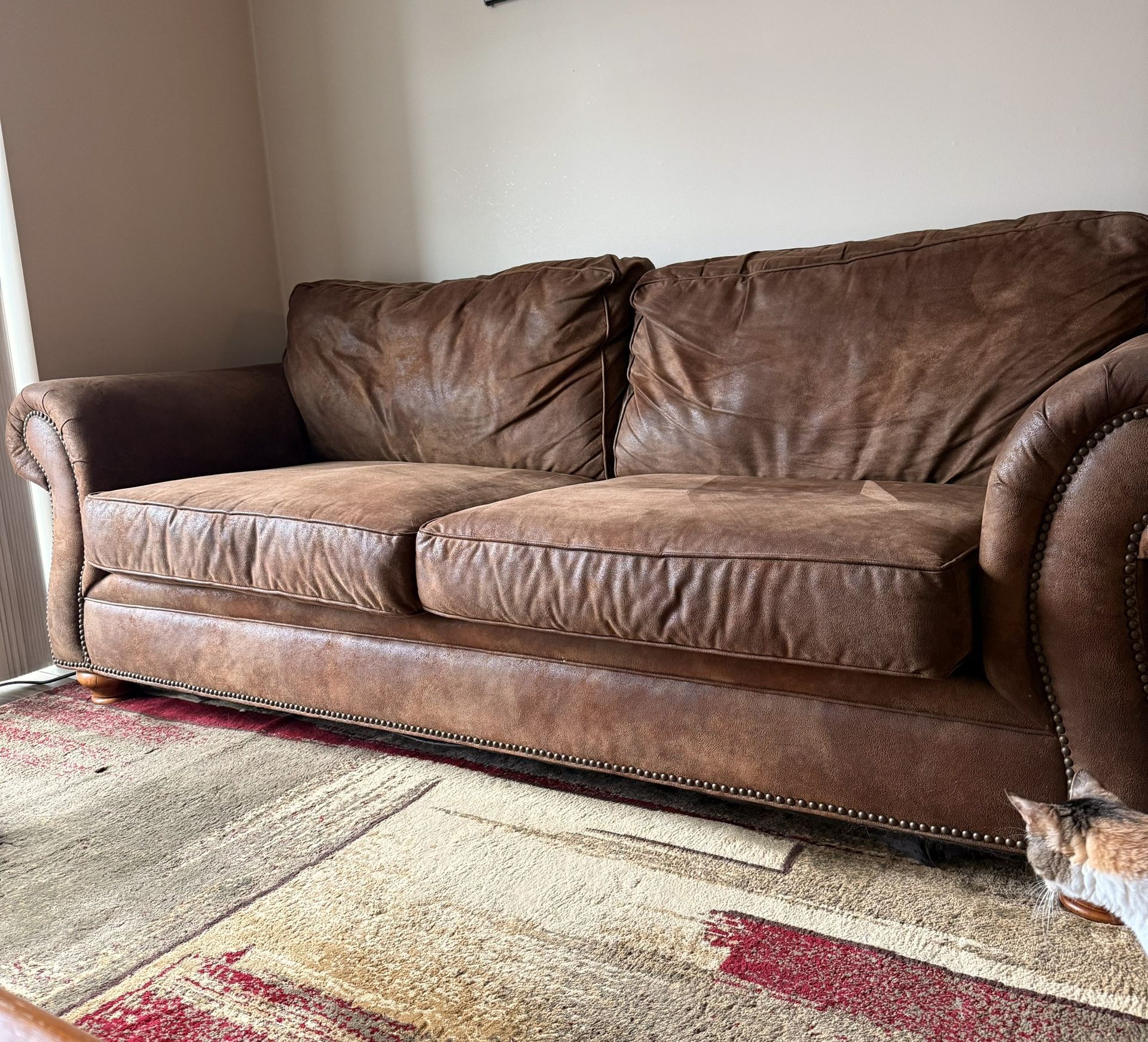 Leather Couch And Chair + Footrest