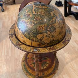 Vintage Wooden Globe Bar Cabinet