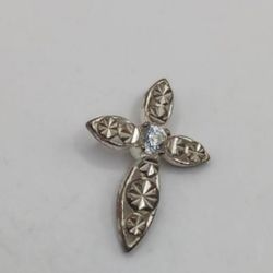 Vintage Sterling Silver Crystal Cross Pendant