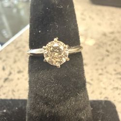 10KT Solitaire Ring W/ Natural Diamond Center 32722-1