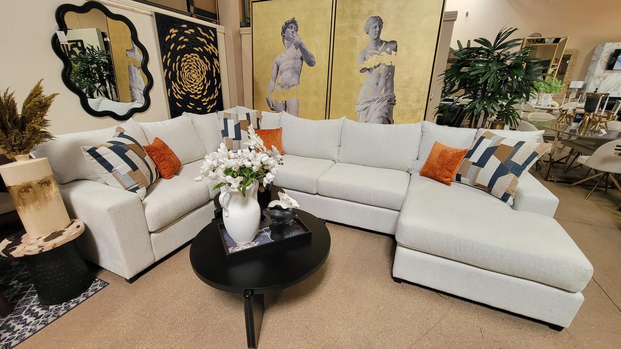 Proudly Made in USA 3 pc Contemporary Customizable Sectional with chaise