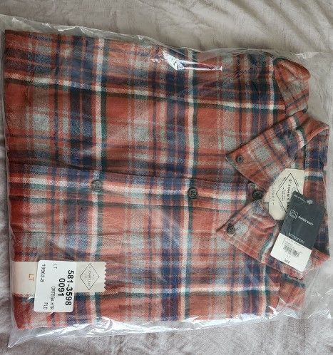 Mens Classic Fit Long Sleeve Flannel Shirt Size LTall New