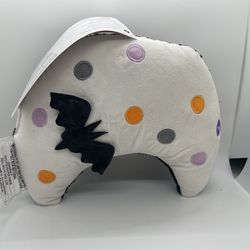 Light Up Halloween Moon Pillow Bats 12”x6” NWT Home Decor Spooky Goth Soft