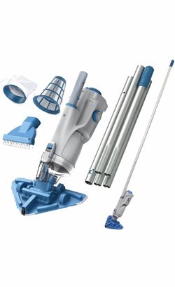 KOKIDO Rechargeable Cordless Pool Vacuum for Above Ground Pool and Pond Cleaner, 72" Aluminum Pole, Standard & Fine Filters, 2 Brush Vac Heads, Handhe
