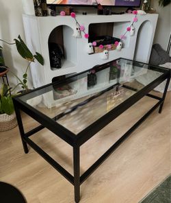 Black Metal and Glass Coffee Table