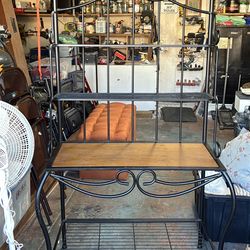 Metal and wood bakers rack