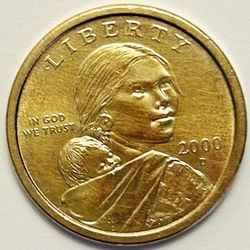 2000 D SACAGAWEA ONE DOLLAR COIN US LIBERTY GOLD COLOR CIRCULATED