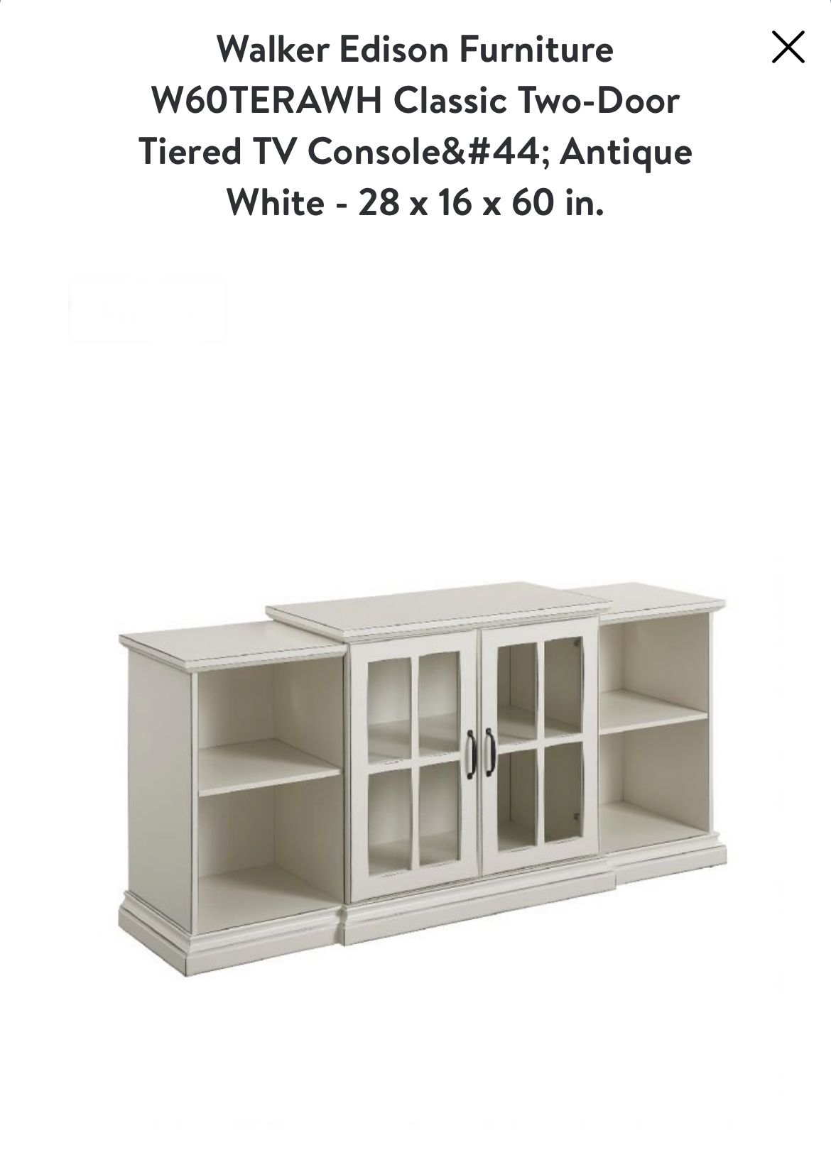 Walker Edison Furniture Classic Two-Door Tiered TV Console Antique White - 28 x 16 x 60 in.