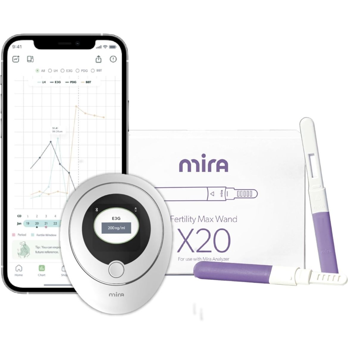 Mira Fertility Monitor MAX Kit for Women, Predict and Confirm Ovulation & Fertility with Mira Digital Tracker