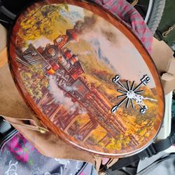 Railroad Clock Train Wood Handmade USA Made