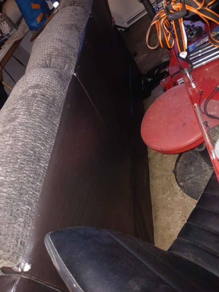 Grey Leather Backed Couch