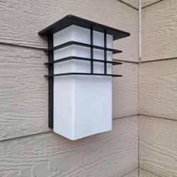 Home Decorators Collection
9.65 in. 1-Light Forged Iron Outdoor Wall Lantern Sconce Light with Opal Glass