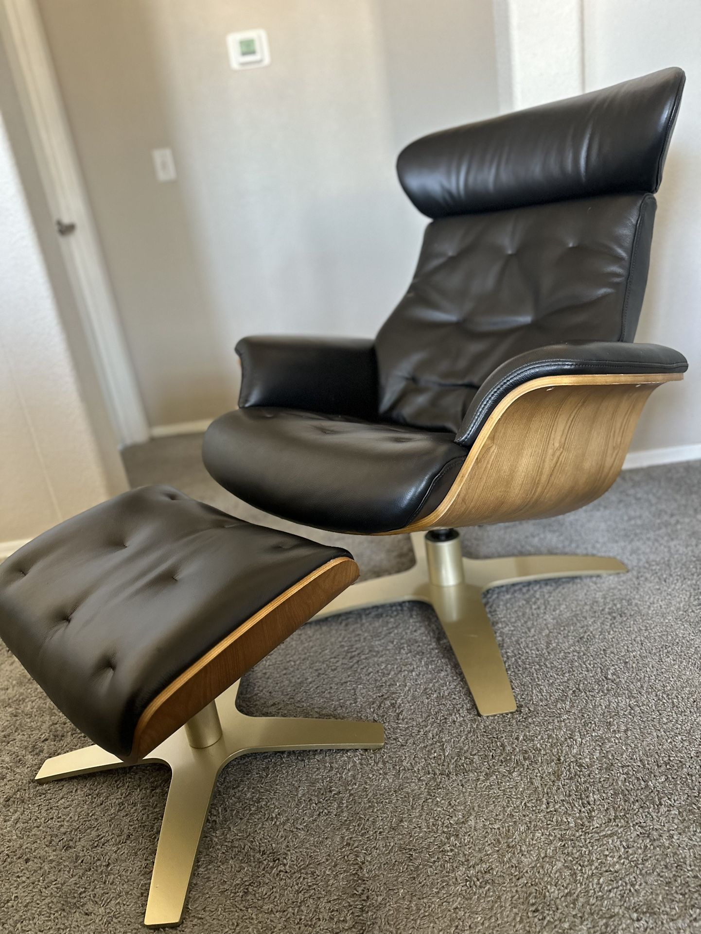 Leather Recliner and Ottoman