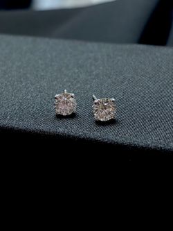 Round Moissanite Stud Earrings Silver