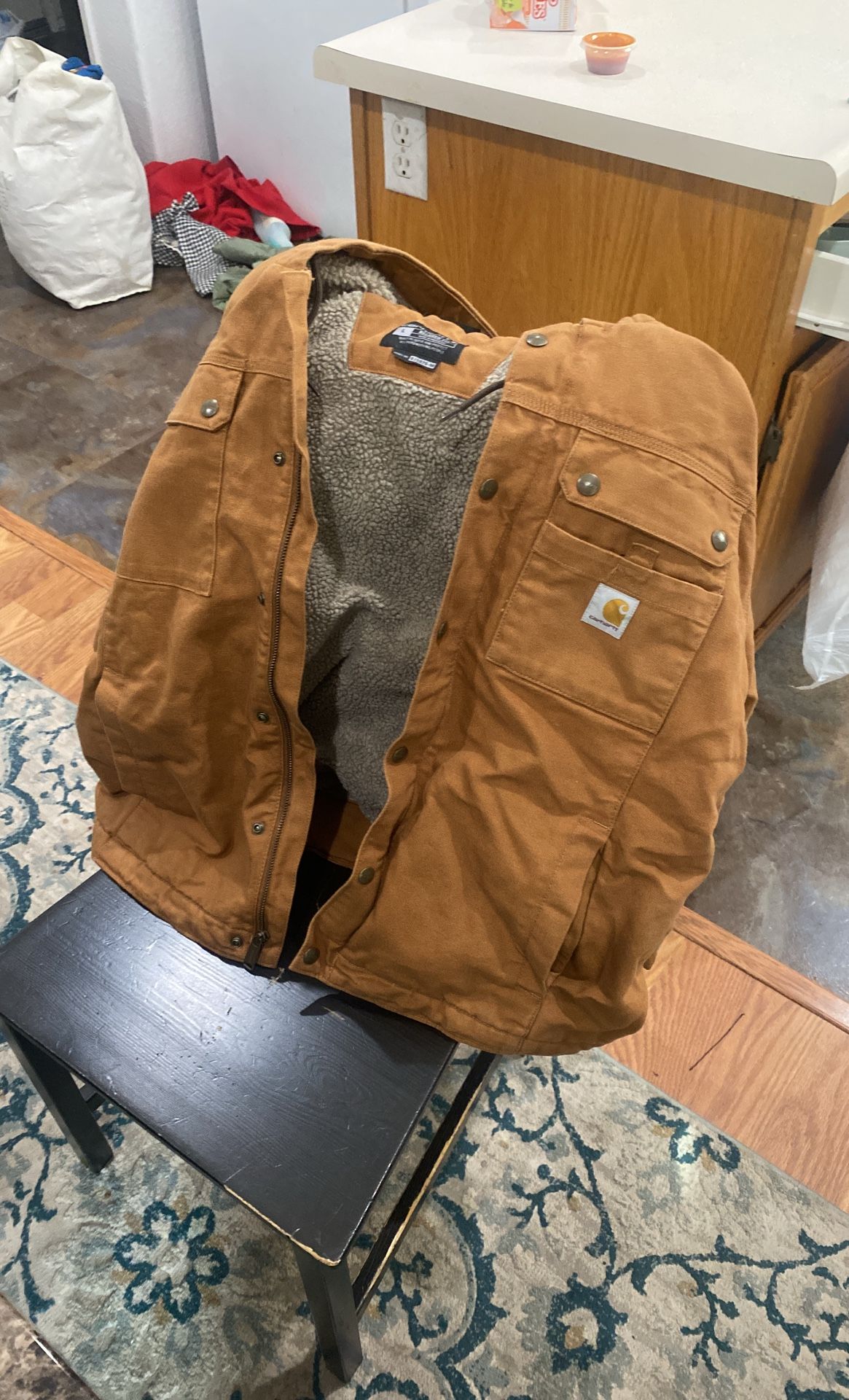 Carhartt Men's Relaxed Fit Washed Duck Sherpa-Lined Utility Jacket