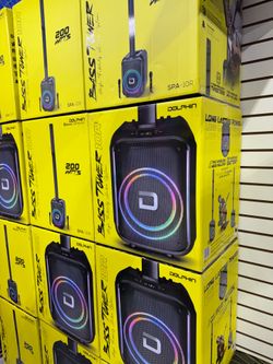 Powerful Dolphin Bass Tower 10R SPA-10R is a High Fidelity Audio System. It has 200 WATTS power and Bluetooth with wavesync. It includes two wireless 
