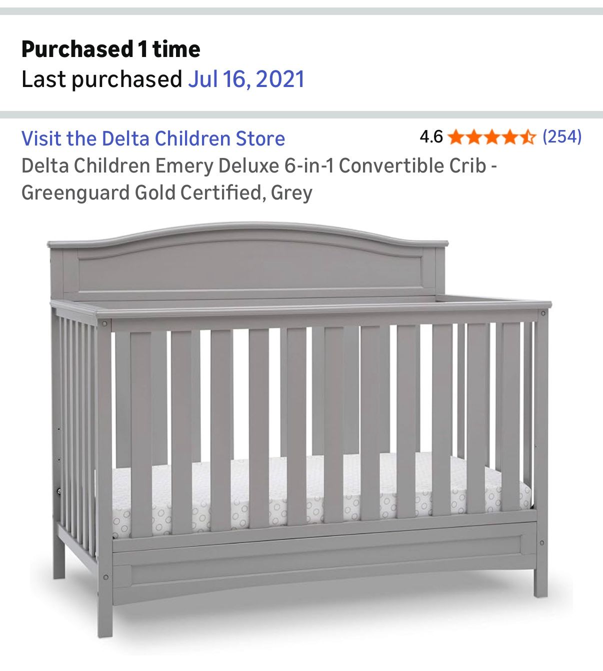 Crib, Mattress + Extras