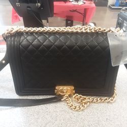 Chanel Black Caviar Quilted Shoulder Bag