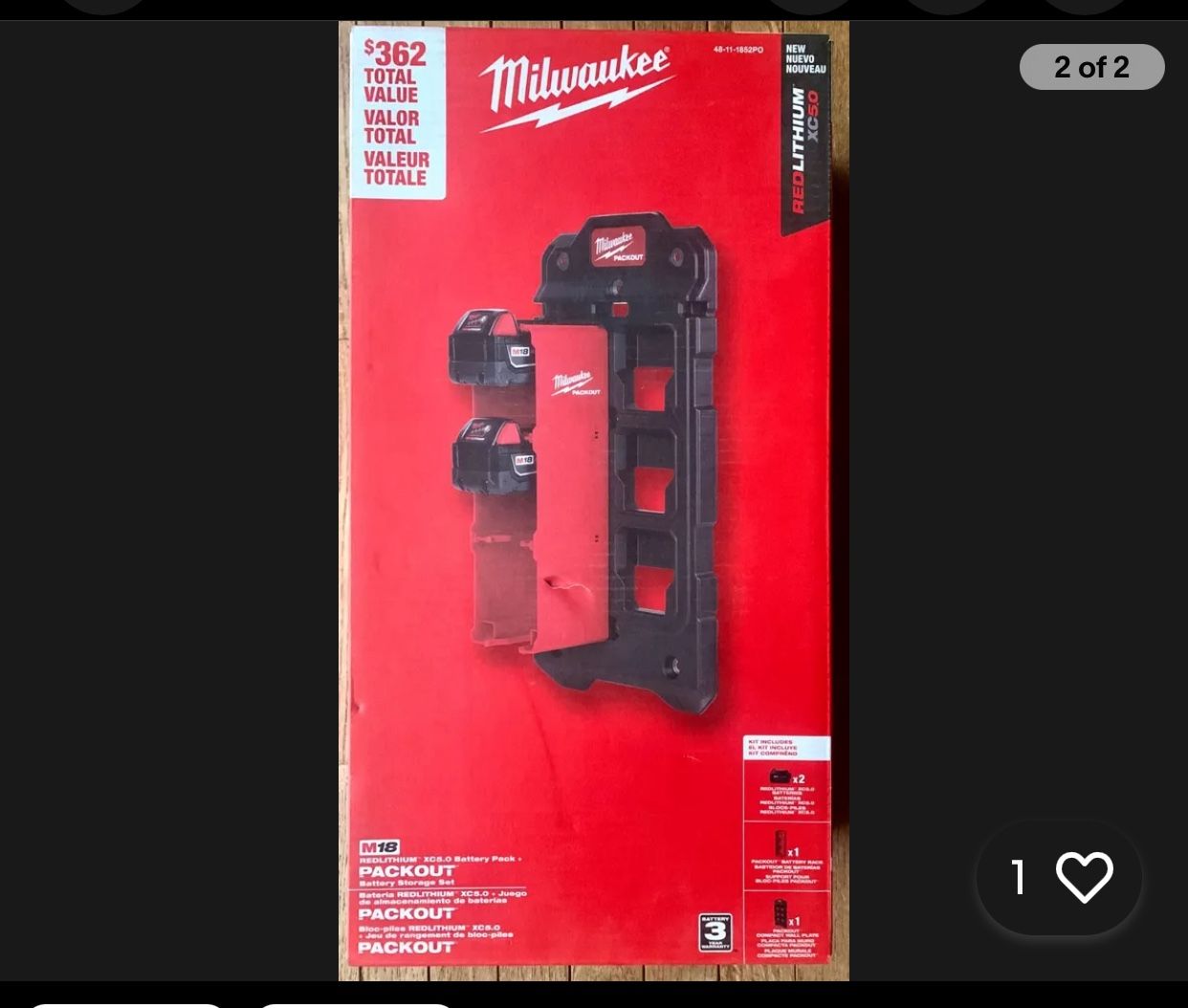 Milwaukee New Storage Pack Out M18 And 2 Batteries 5ah Nuevo