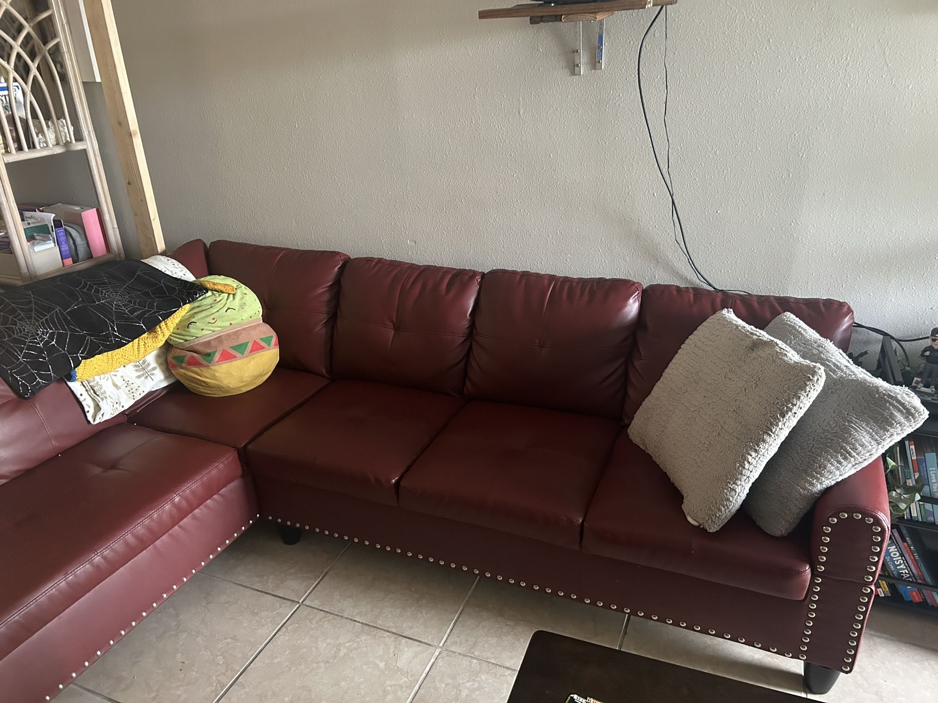 Red leather couch