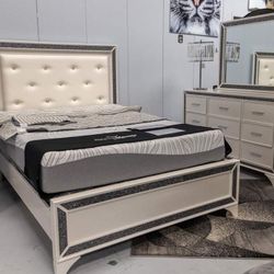 Led Upholstered Bedroom Set Queen or King Bed Dresser Nightstand Mirror Chest Options 1709 instock 