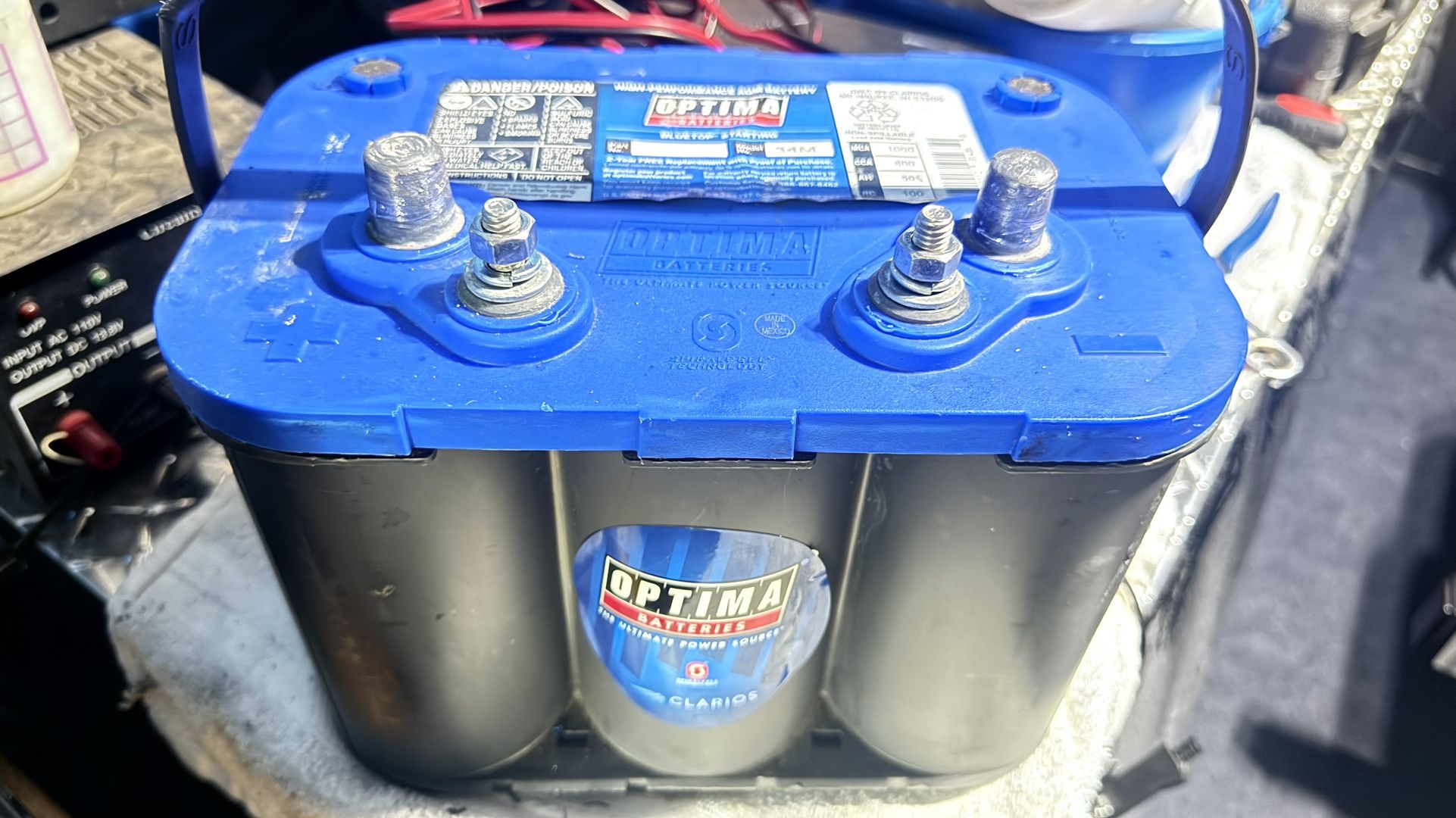 Blue Optima deep cycle starting used two times in my boat