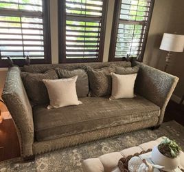 Pottery World Custom upholstered & velvet bench cushion deep seating couch