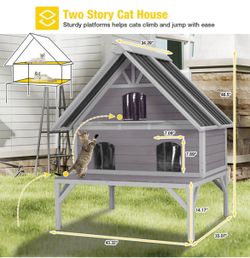 Heated Wooden Cat House AIR7034-IN-HP