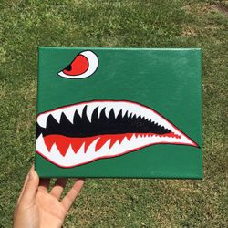 Veterans Day United States Military Army Marines Aircraft Air Force Shark Teeth WWII Flying Tigers Wall Art Acrylic Canvas Painting