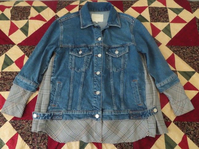 Maje denim & checked jacket sz 0