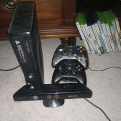 Xbox 360, 12 Games, 2 Controllers, And Recharable Battery Packs