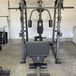 Vesta Fitness Smith Machine 2001 w/Bench Attachment | 230lb Bumpers Weights | 7ft Olympic Bar | Fitness | Gym Equipment | FREE DELIVERY 🚚 