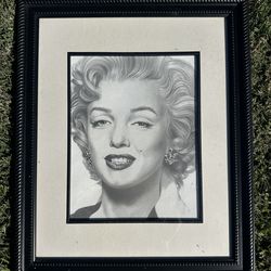 Marilyn Monroe artist sketch art piece framed black and white