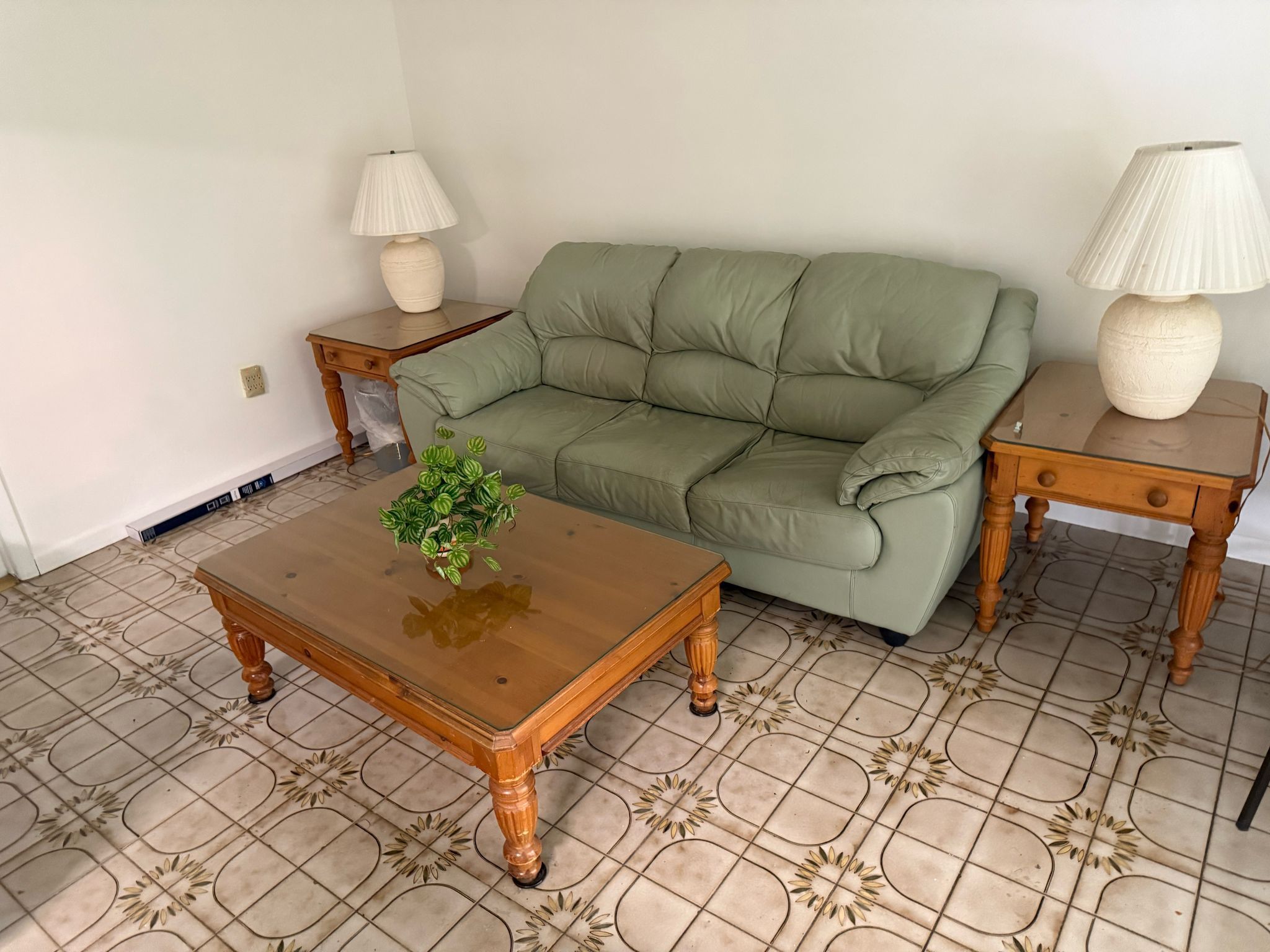 Leather Couch Set With End Tables And Coffee Table