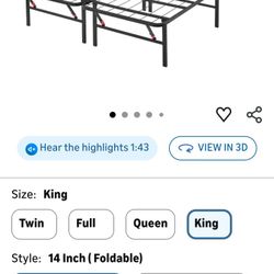 King Size Foldable Bedframe 14" Clearance