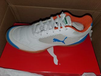 Puma Futsal Shoes White/Blue/Orange