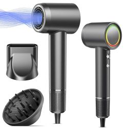 Hair Dryer, 160000 RPM Professional High Speed Ionic Blow Dryer, 500 Million Negative Ions & Heat-Control & Low Noise Hairdryer with Magnetic Diffuser